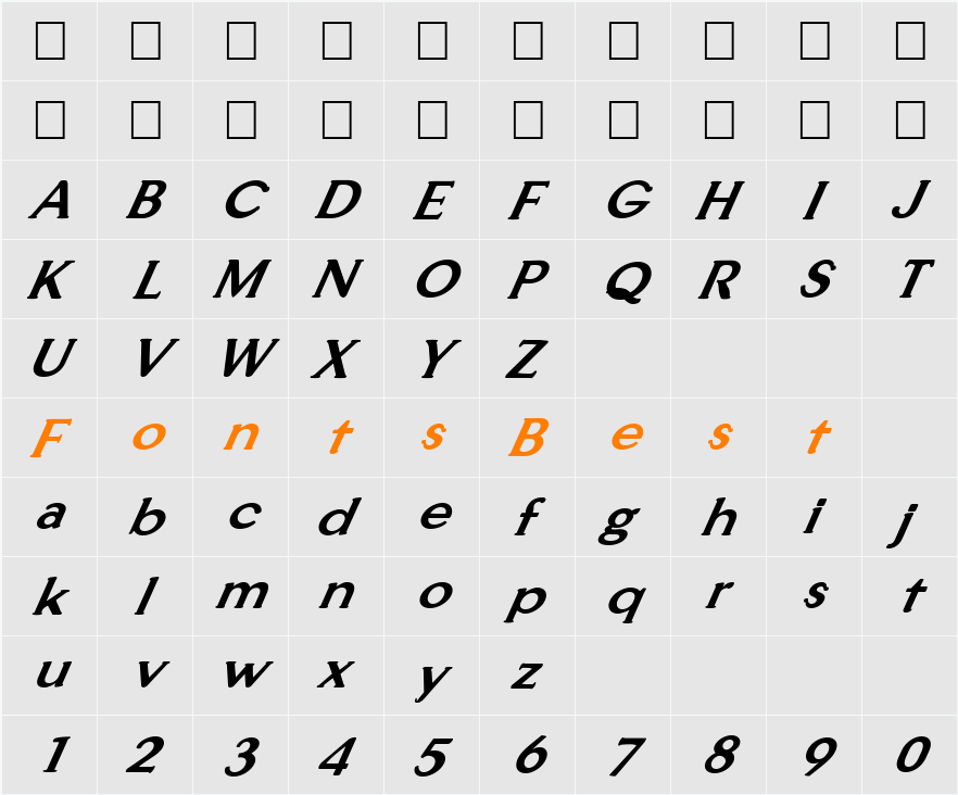 FZ ROMAN 33 ITALIC Character Map