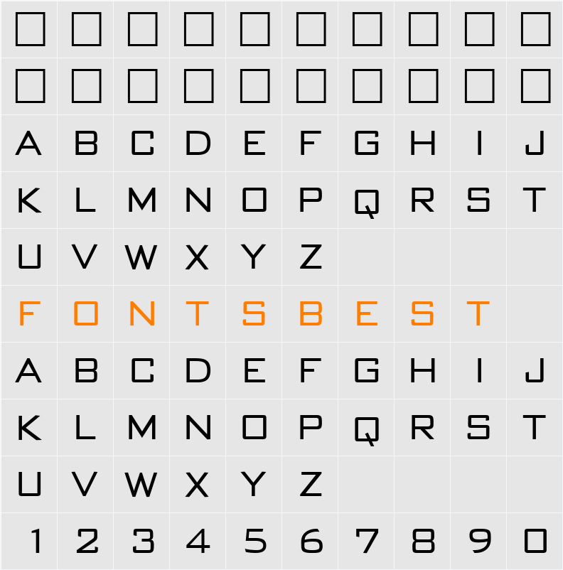 BankGothic DB Character Map