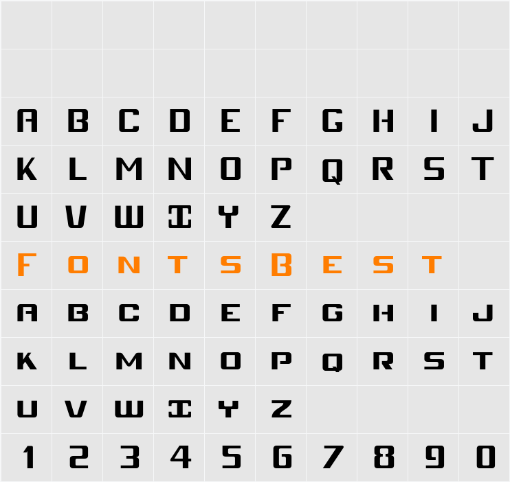 Mobitale Versalete Character Map