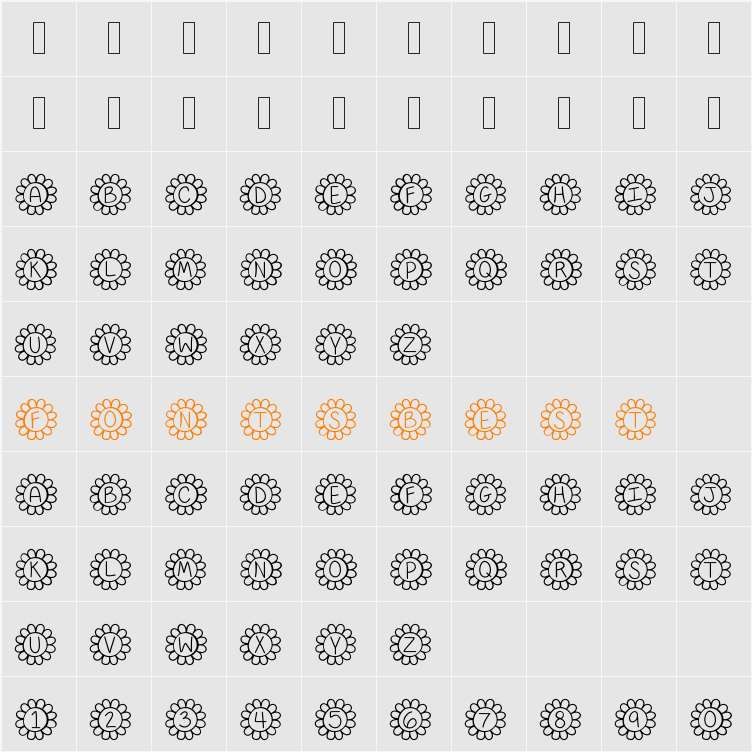 Flower Power Thin Character Map