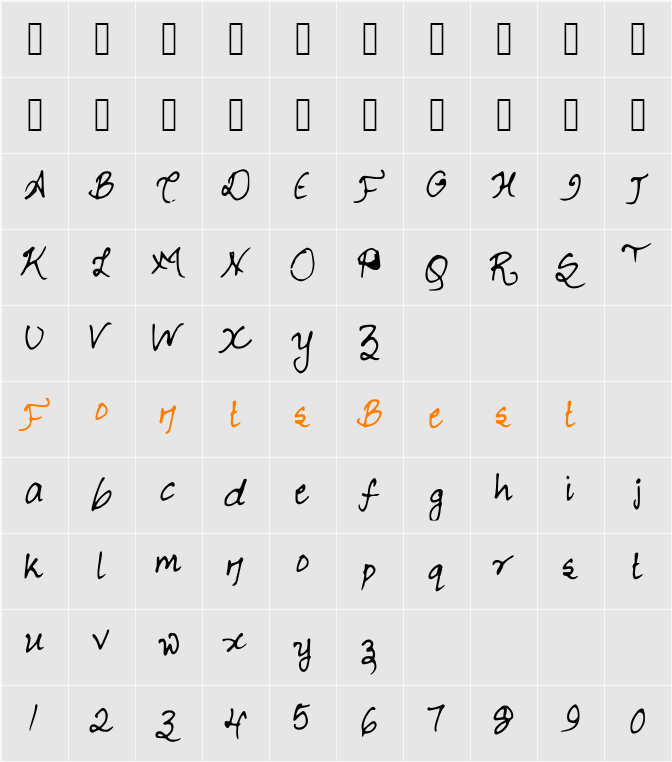ChicFontastic Character Map