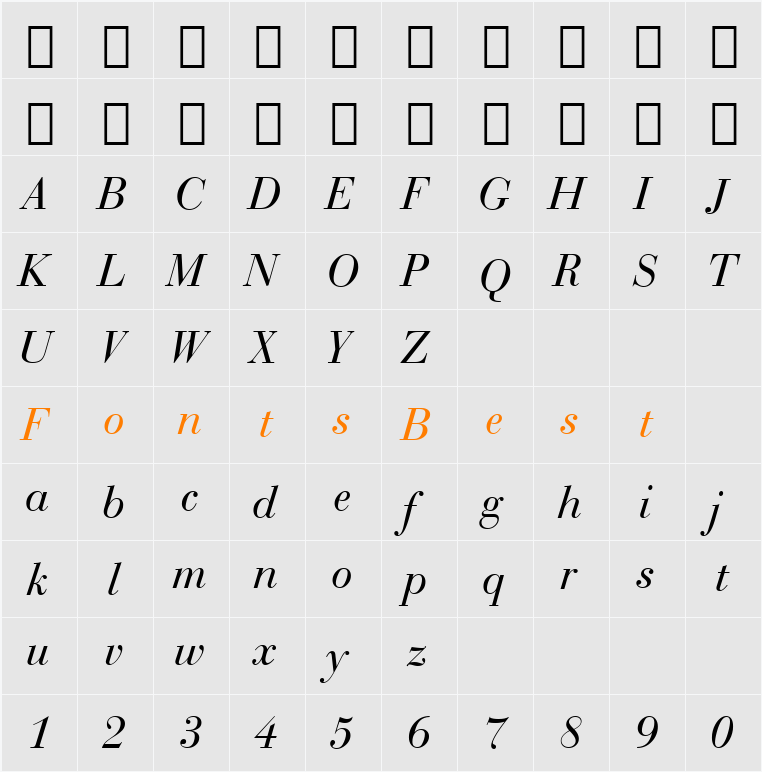 BauerBodni BT Character Map