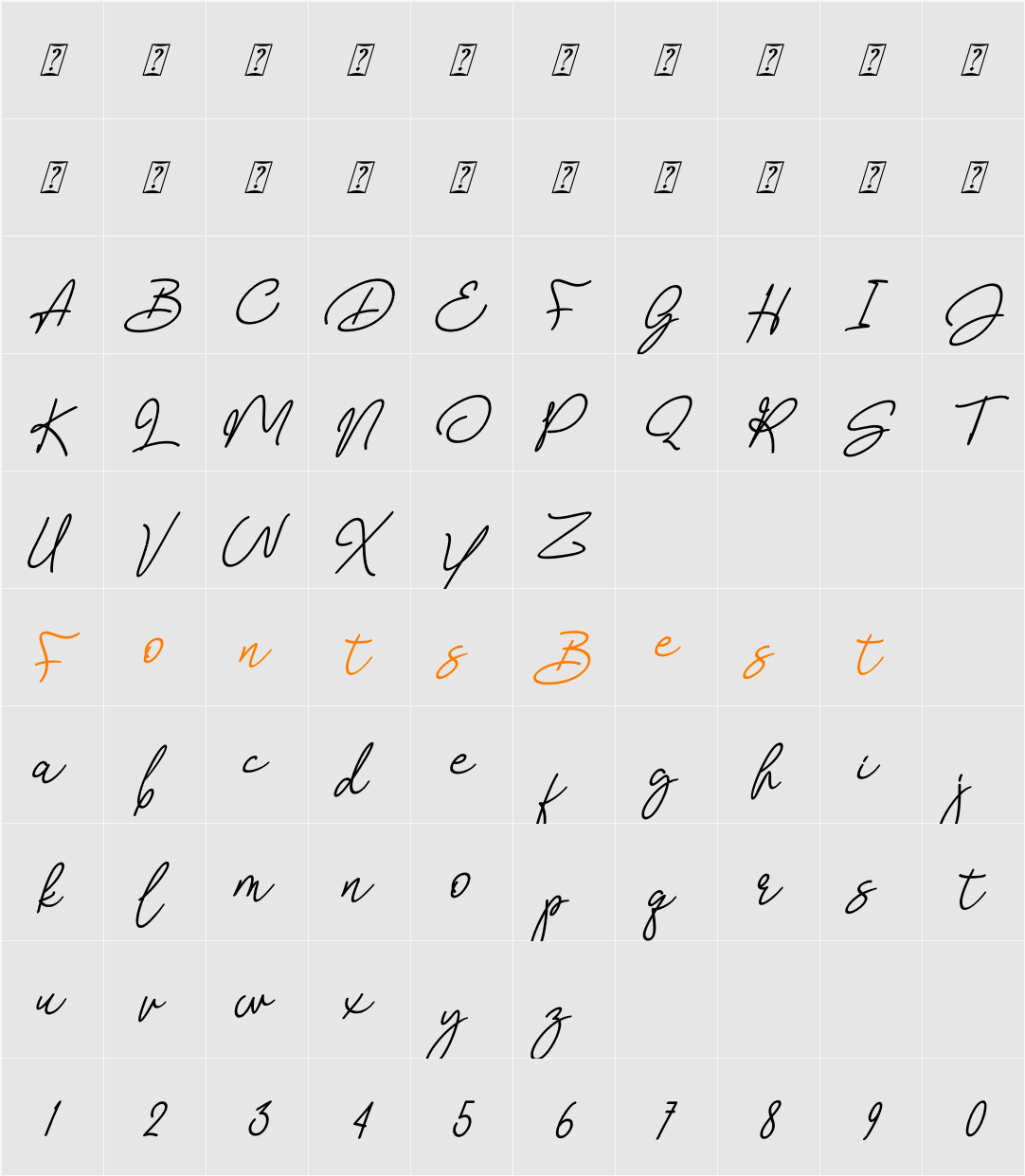 Bendina Sambat Character Map