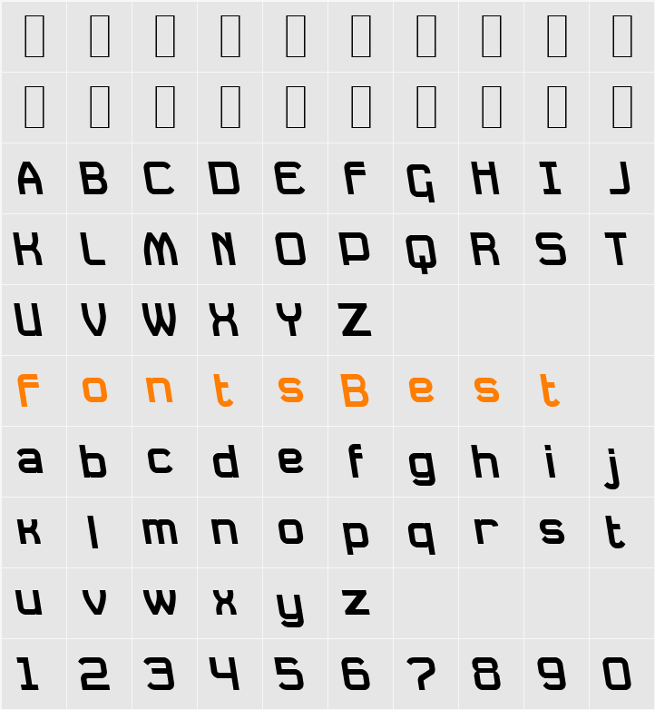 Daville Rev Slanted Character Map