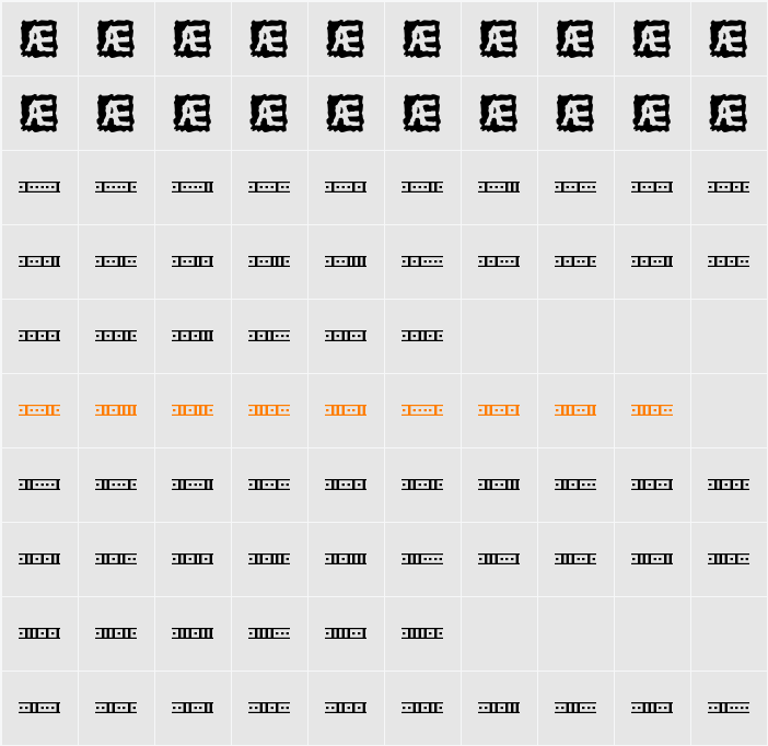 Binary X 01s BRK Character Map