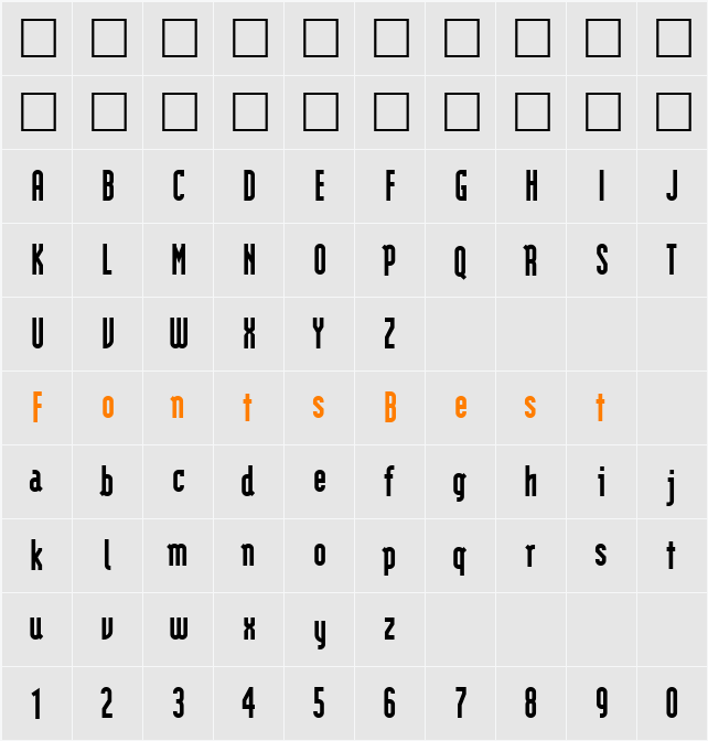ModulaBlack Character Map