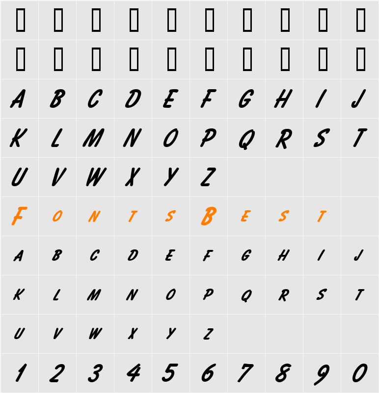 Bassett Character Map
