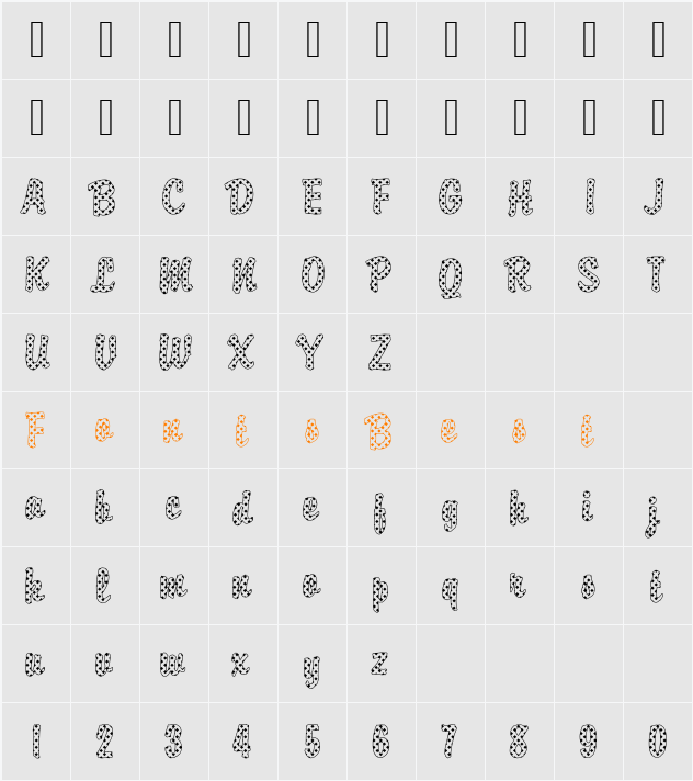 DTCBrodyM08 Character Map