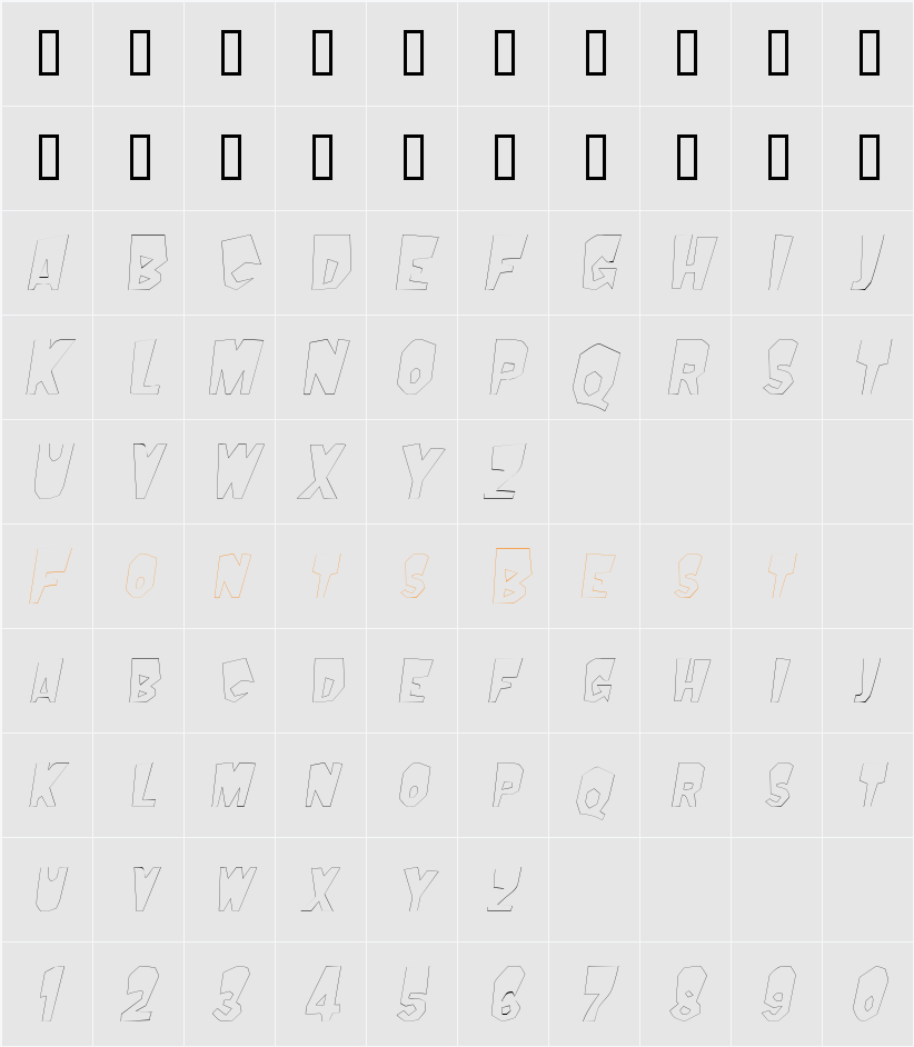 MondoOutline Character Map