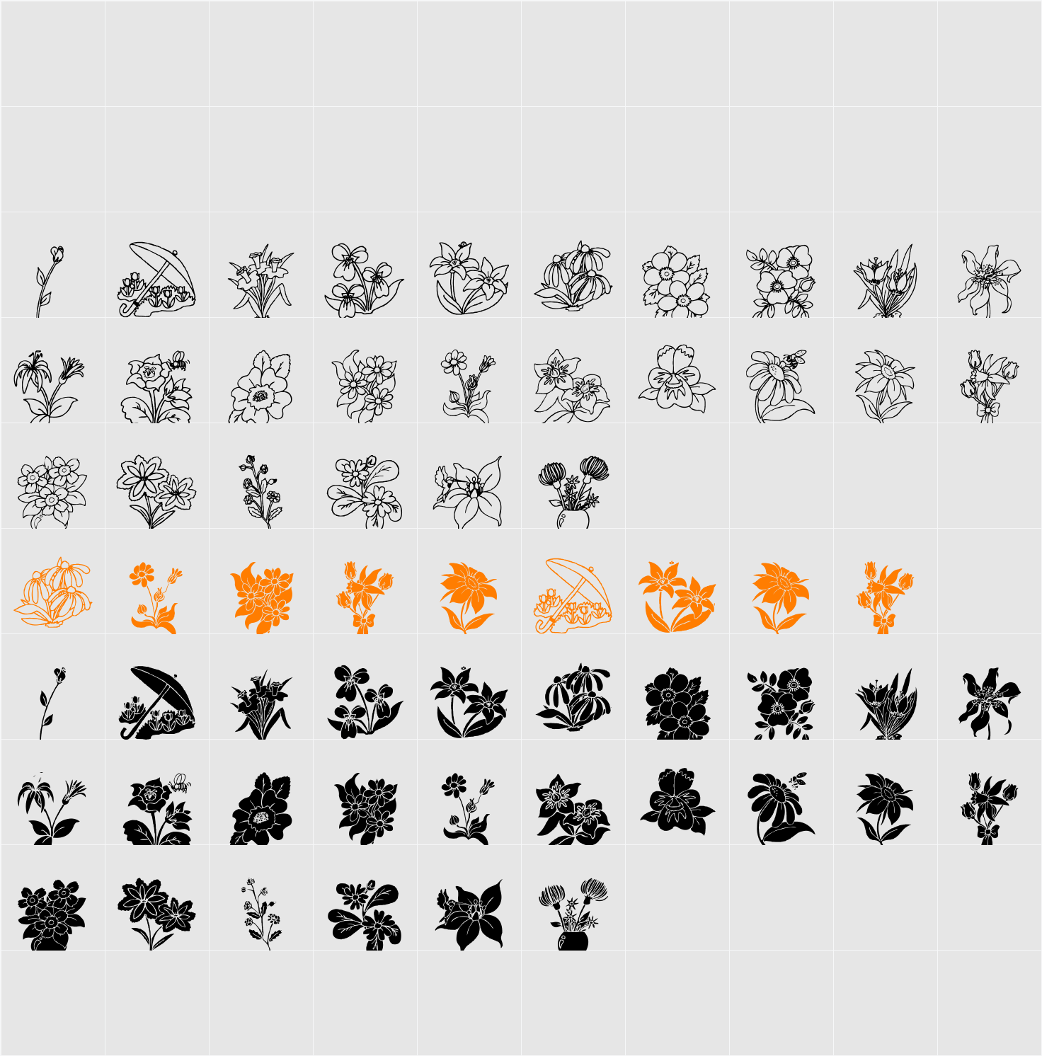 DT Flowers 2 Character Map