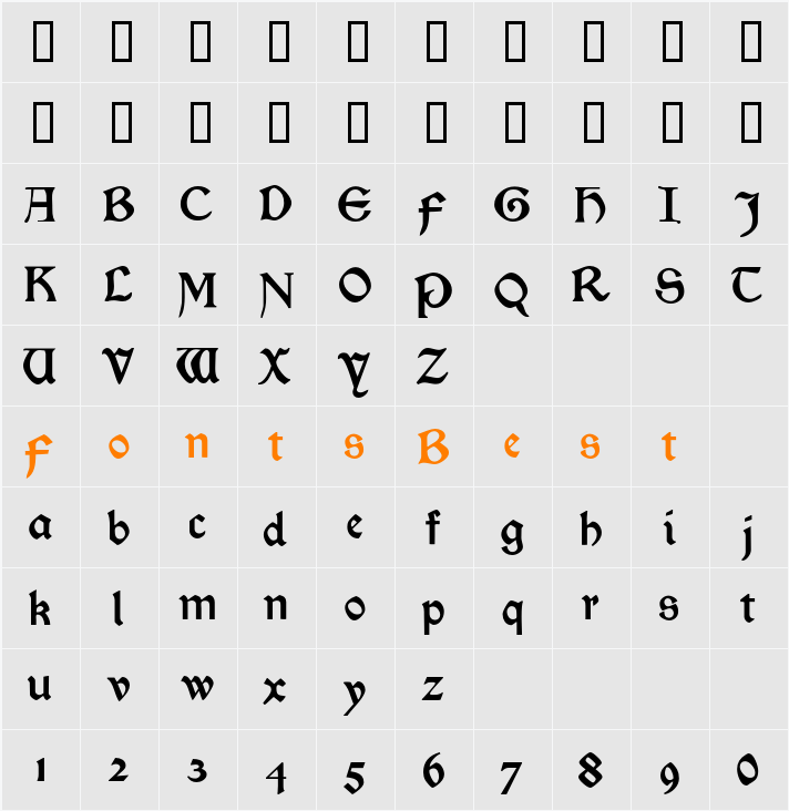 Morris Roman Alternate Character Map