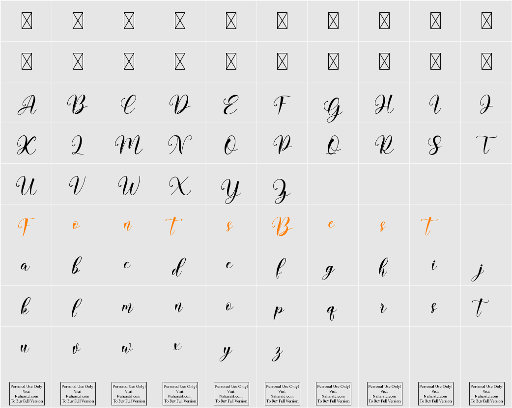 Belaris Character Map