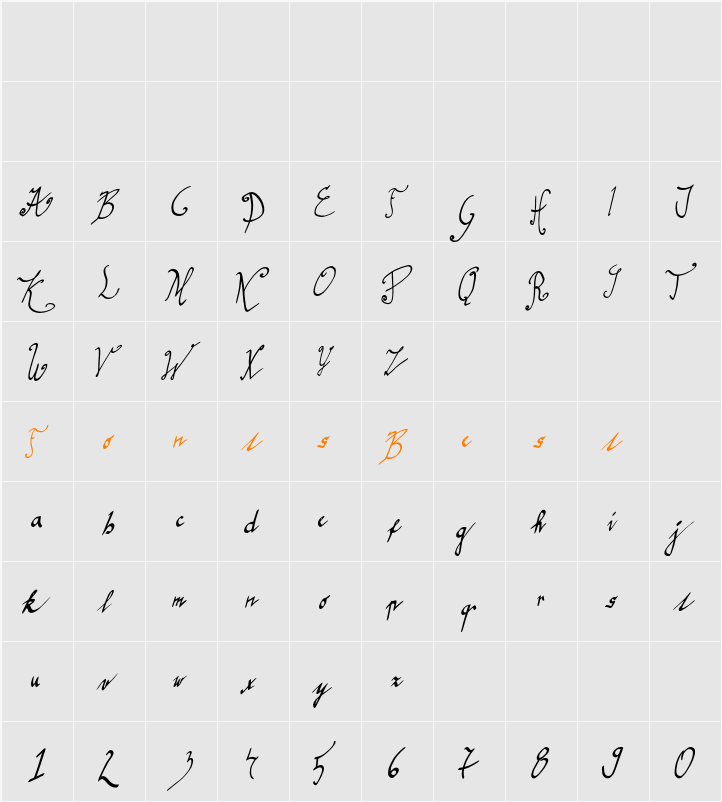 graceful regular Character Map