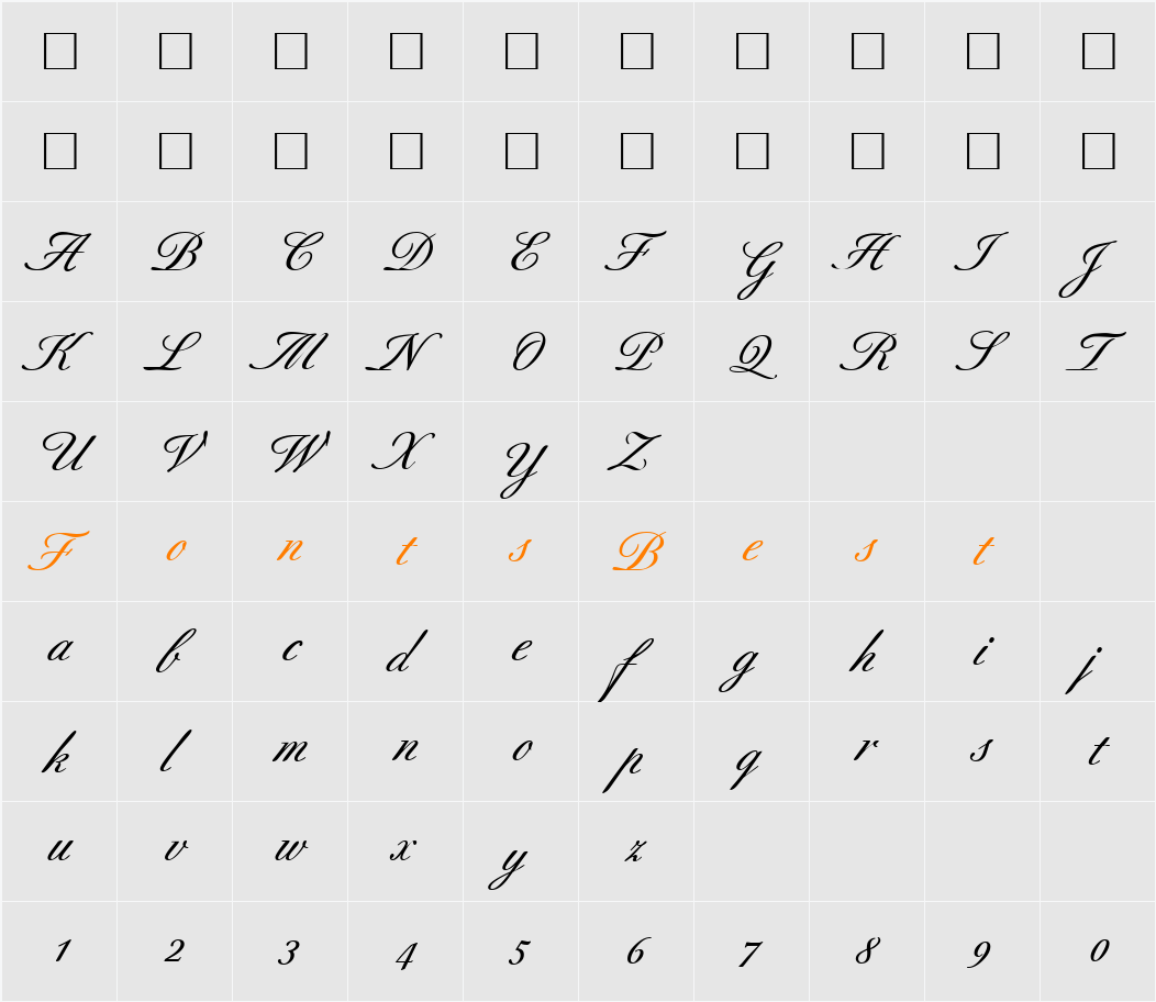 BerneseScript Character Map