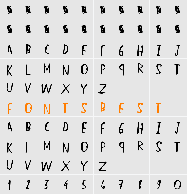 StraightHand Character Map