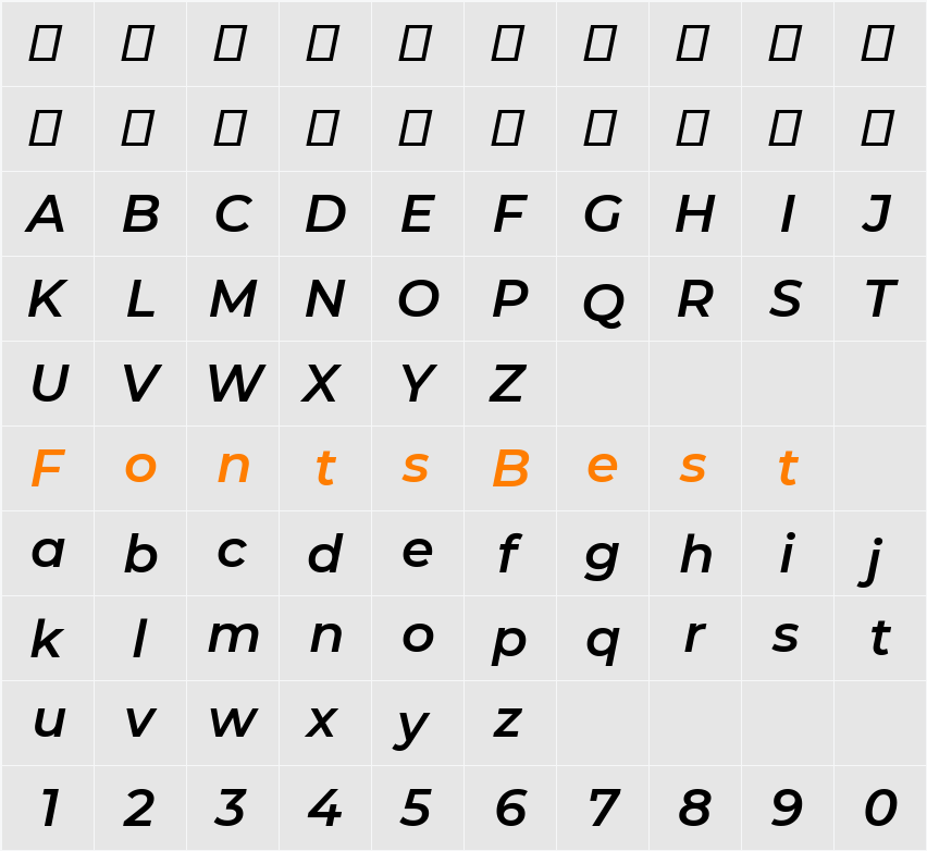 Montserrat SemiBold Character Map
