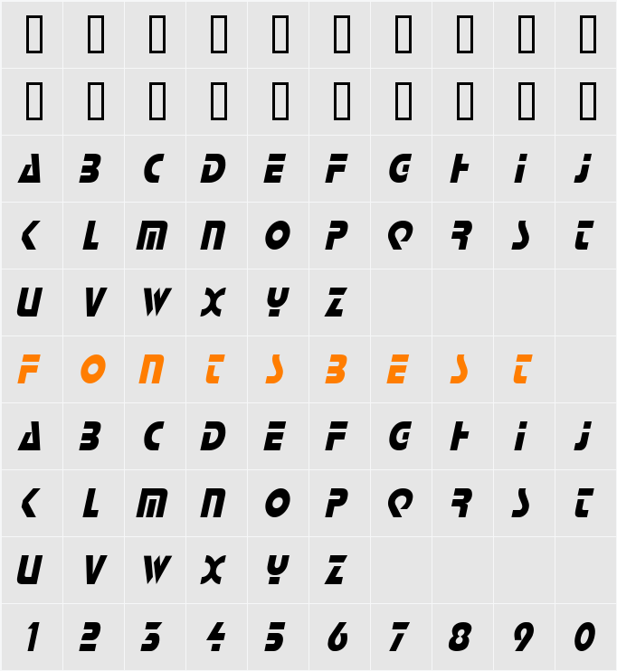 Scottsdale Condensed Character Map