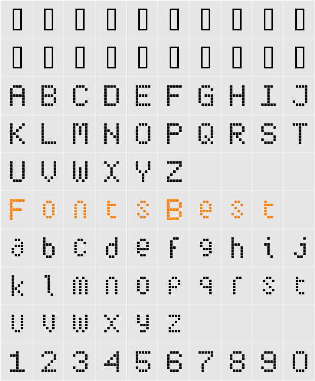 Subway Ticker Character Map