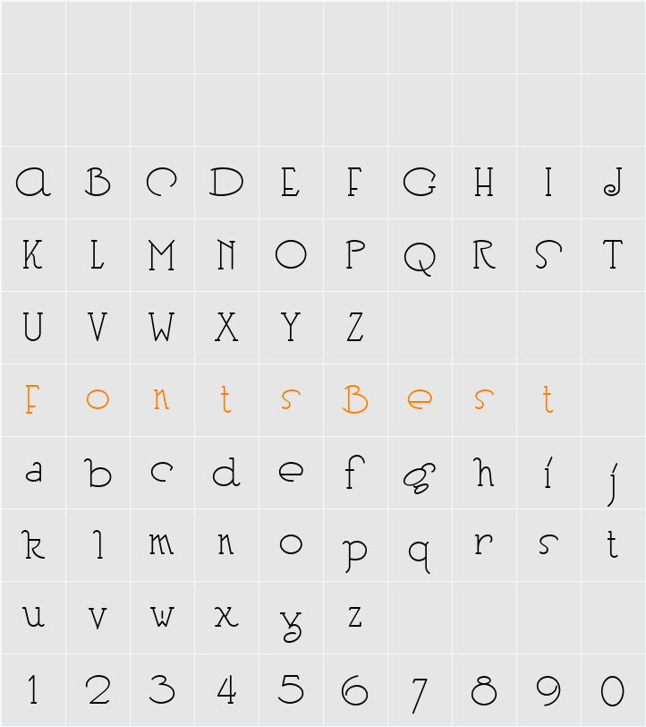 HeberlingCasualNF Character Map