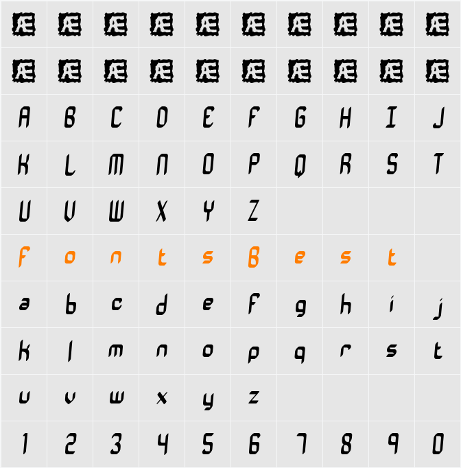 Vantage BRK Character Map