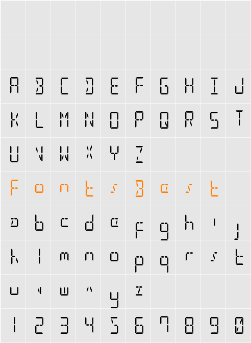 LED Sled Straight Condensed Character Map