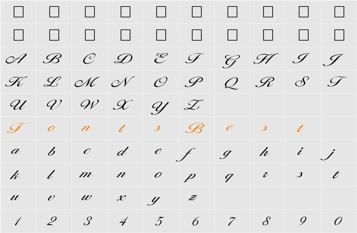 LarisimaLight Character Map