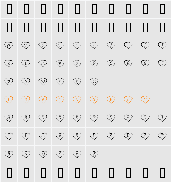 KR Heart of Flowers Character Map