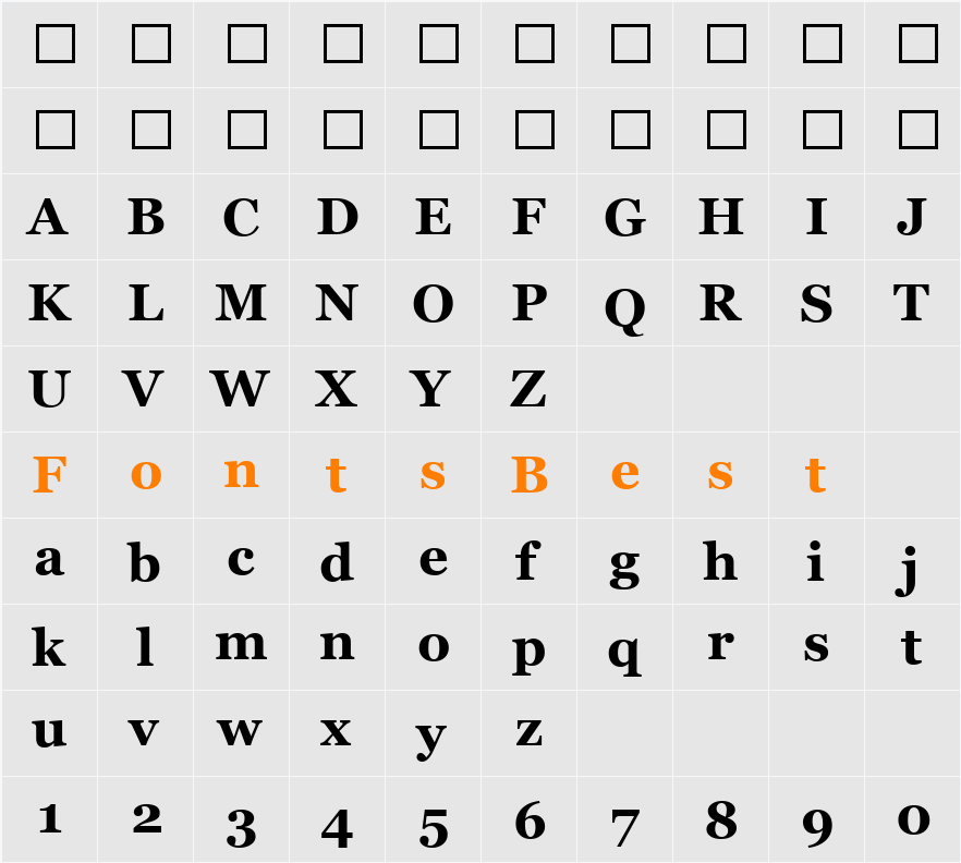 MS Reference Serif Character Map