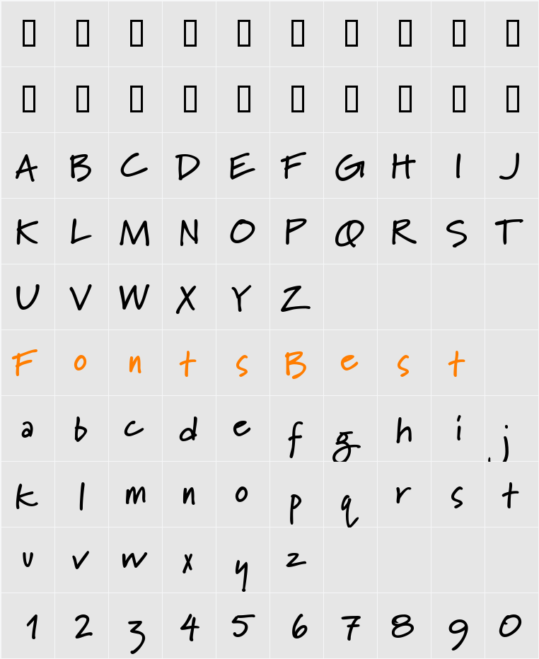 LipstickScriptSSK Character Map
