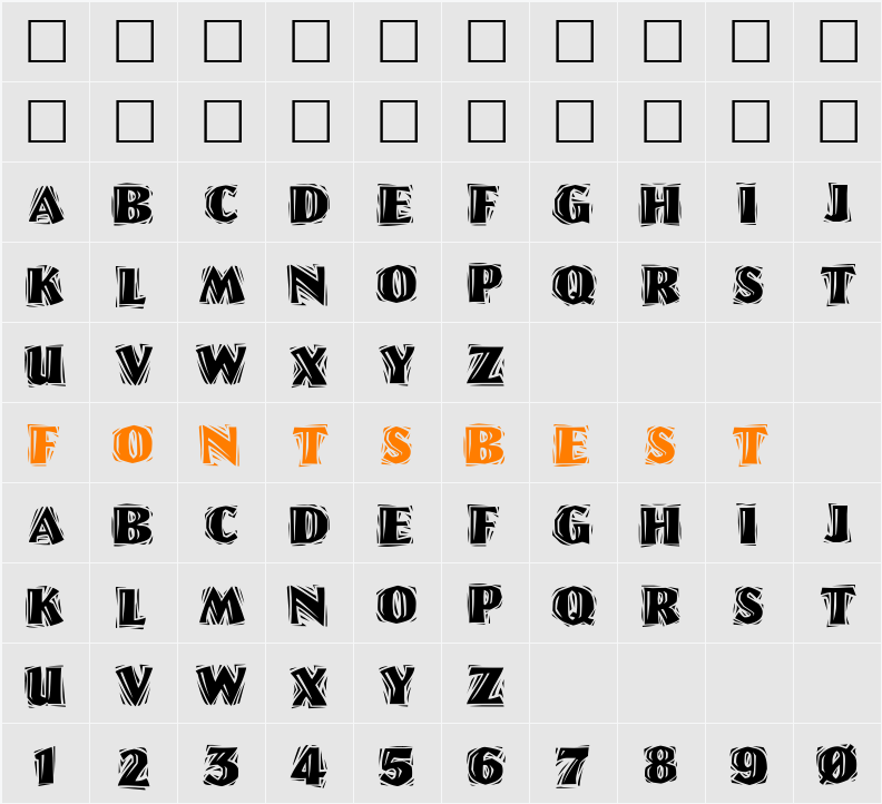 LinoLetterCutRagged Character Map
