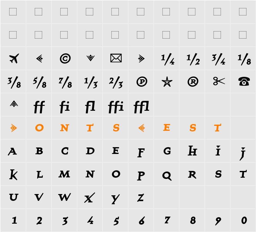 QuartetFractions Character Map