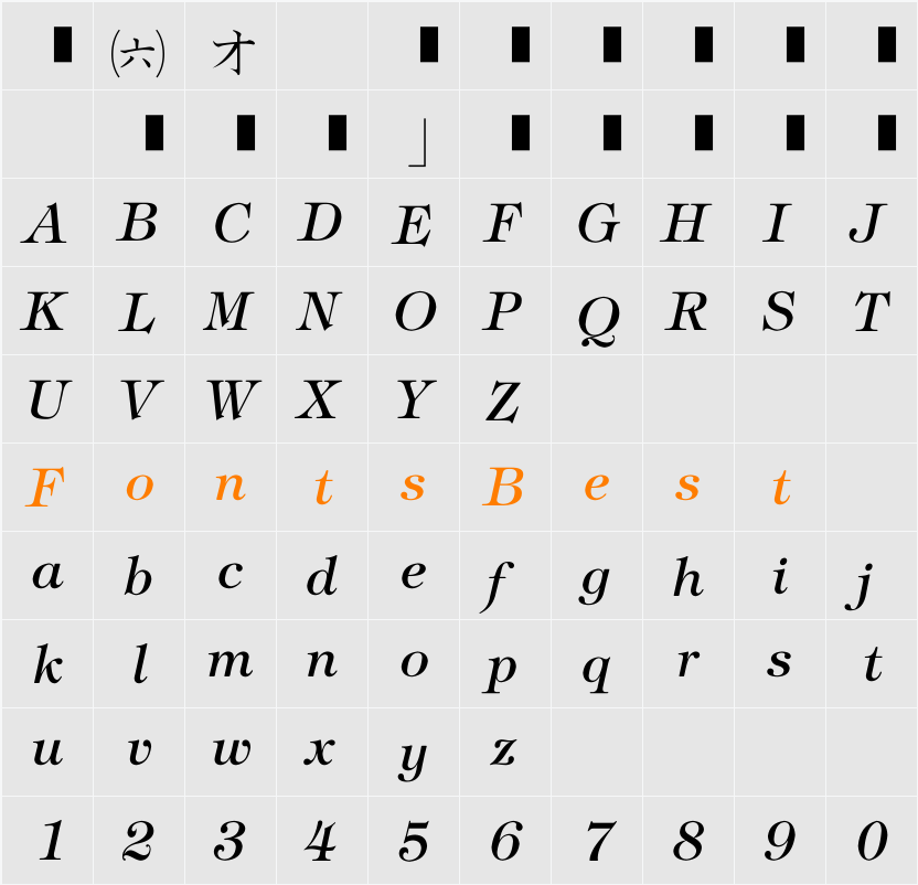 EU-B8X Character Map