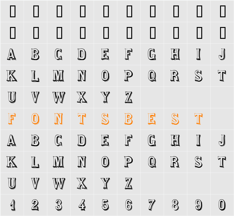 SaloonDisplayCapsSSK Character Map