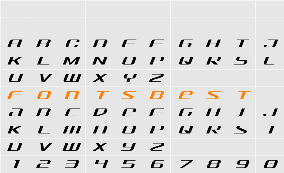SDF Light Italic Character Map