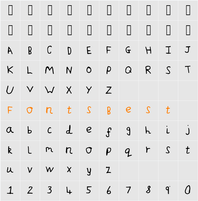 JakesWriting Character Map