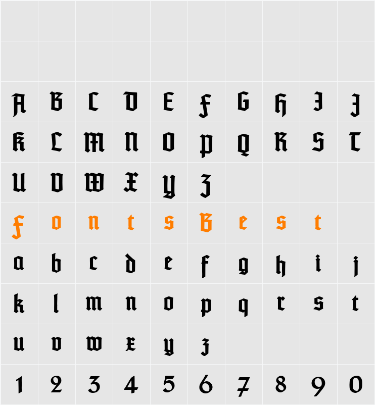 TypographerTextur UNZ1 Character Map