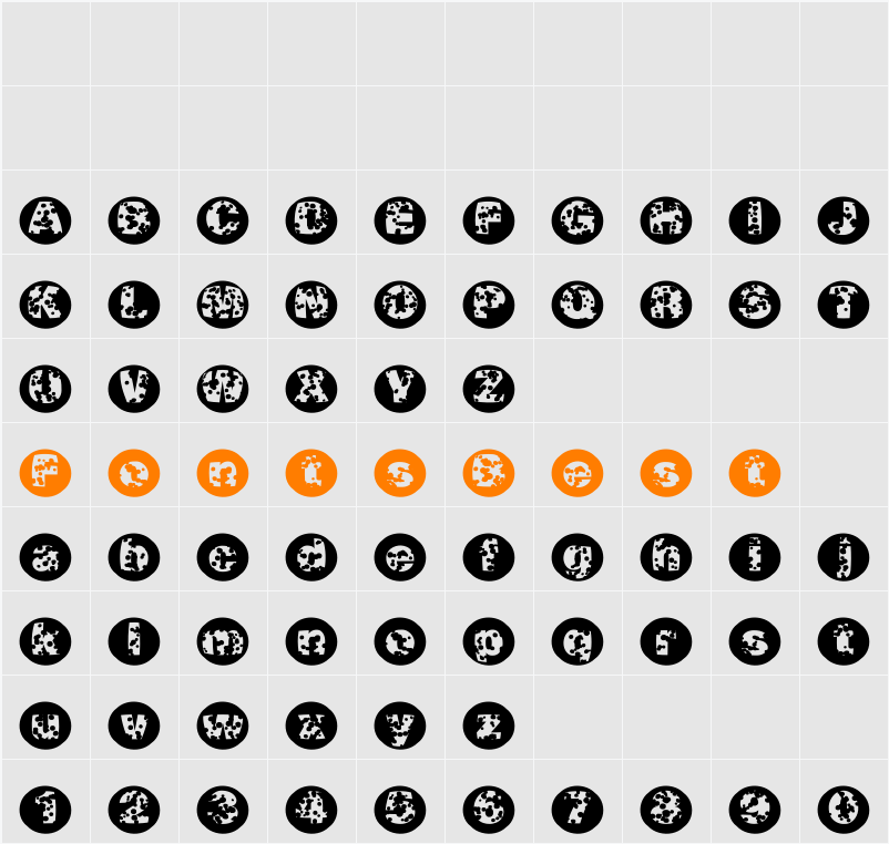 SwissCheeseCircles Character Map