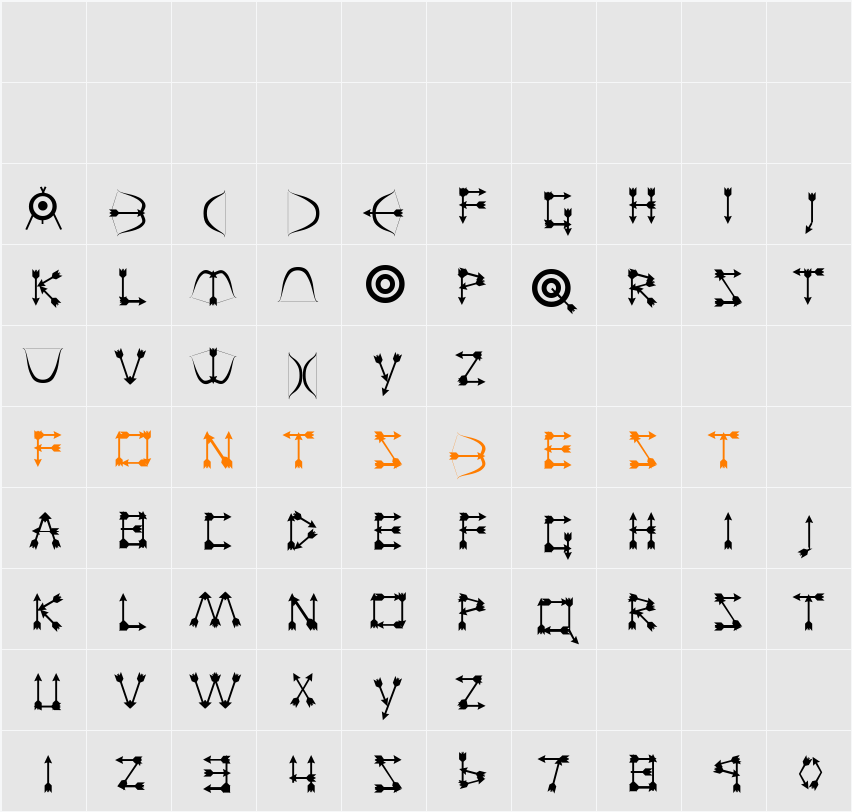 Zarrow Character Map