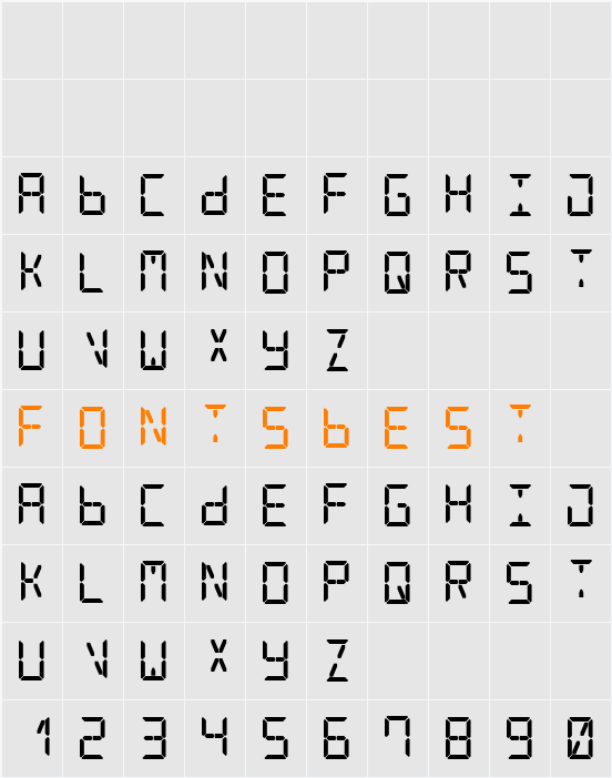 Digital Counter 7 Character Map