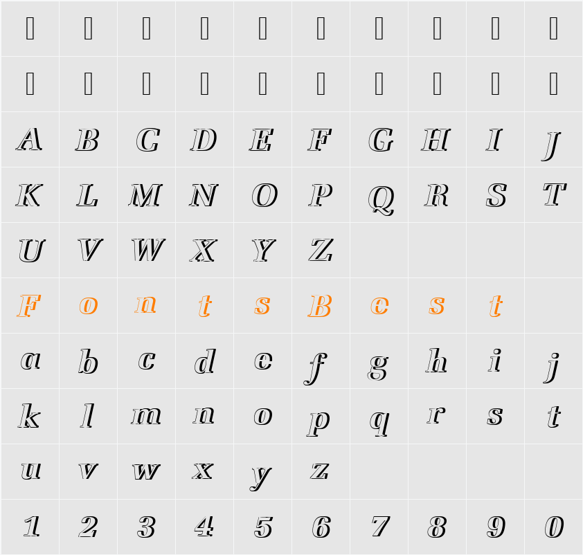 URWLatinoTBolItaRe1 Character Map