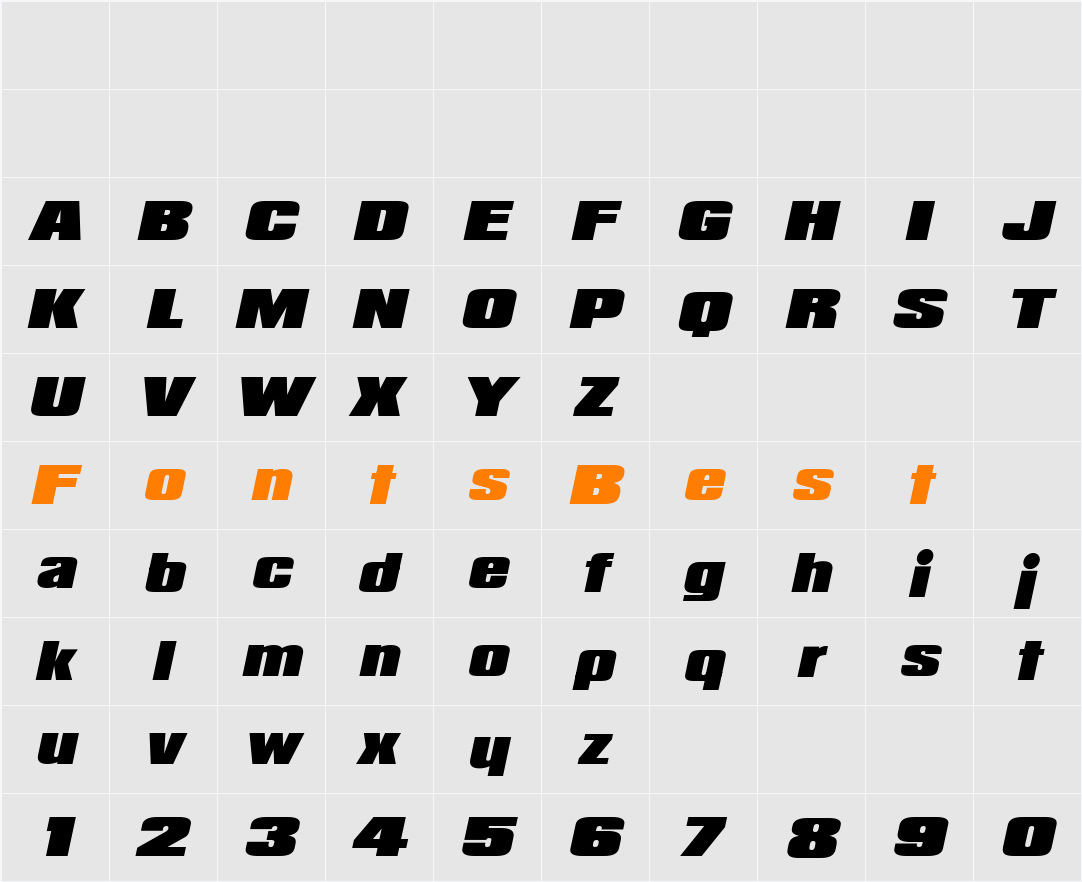 Padaloma Italic Character Map