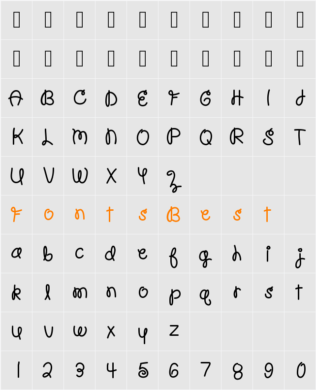 HelloPoolNoodle Character Map