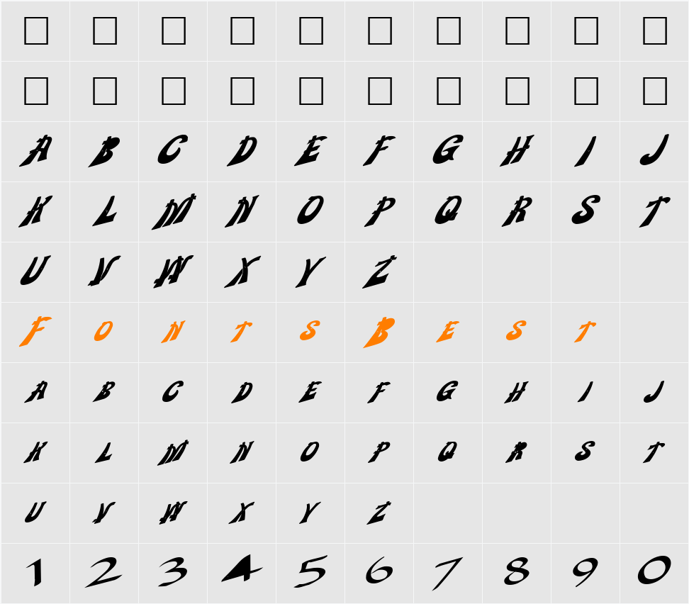 WeighAnchorFont68 Character Map