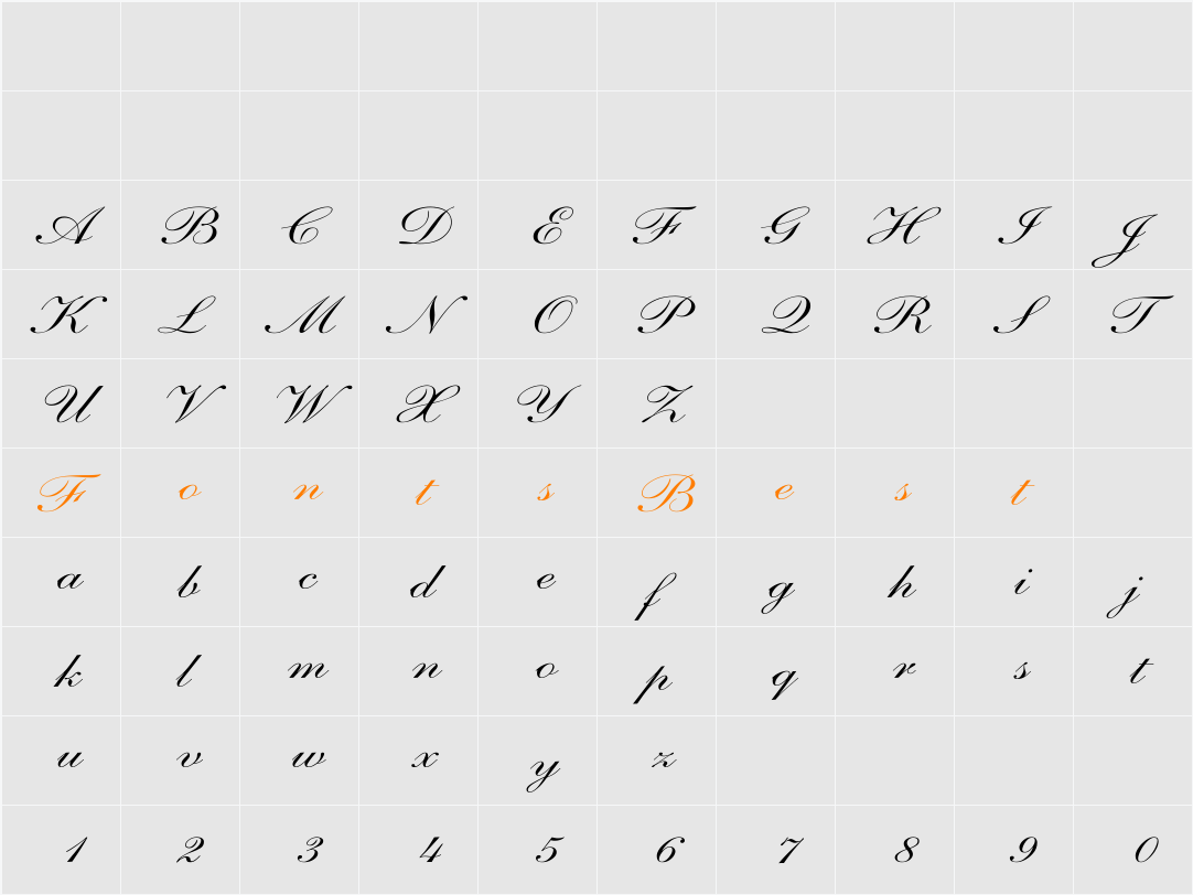 Shelley-AndanteScript Wd Character Map
