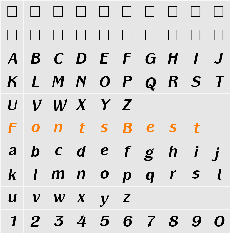 Panache Character Map