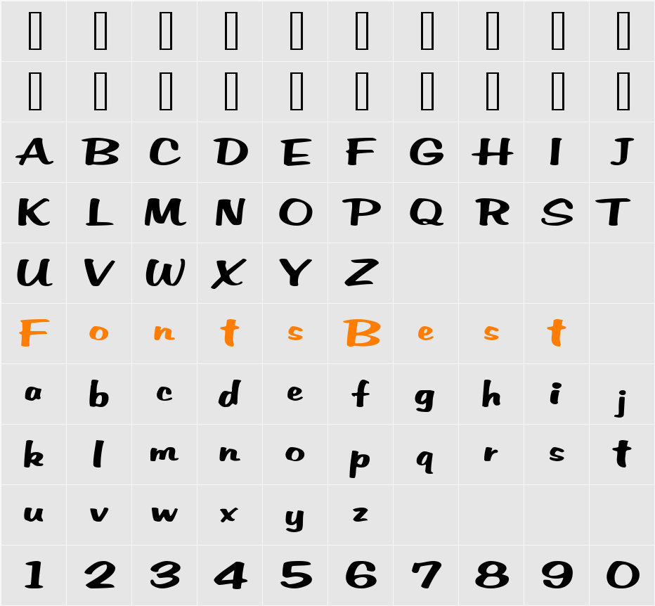 SurenoScriptSSK Character Map