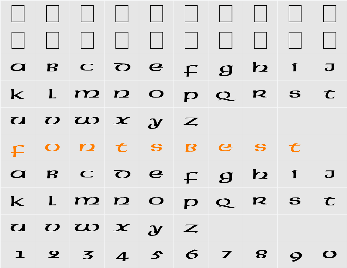 FZ BASIC 43 EX Character Map