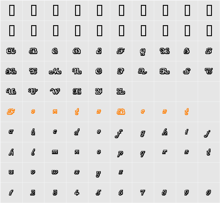 Hannelore Character Map