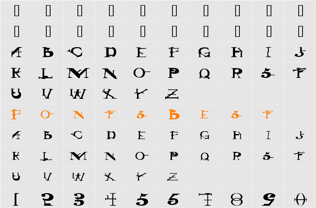 GothicRockExtended Character Map