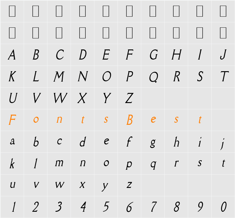 Rory-Condensed Character Map